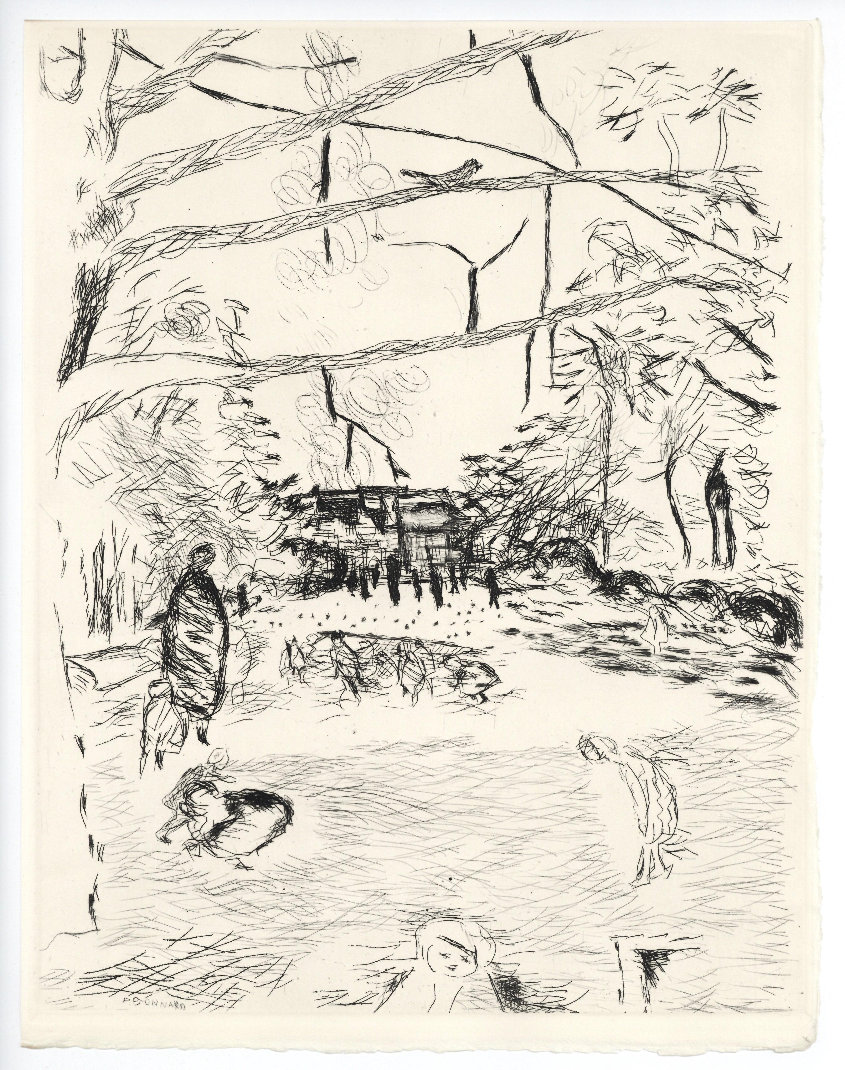 "Le Parc Monceau" original etching - Print by Pierre Bonnard