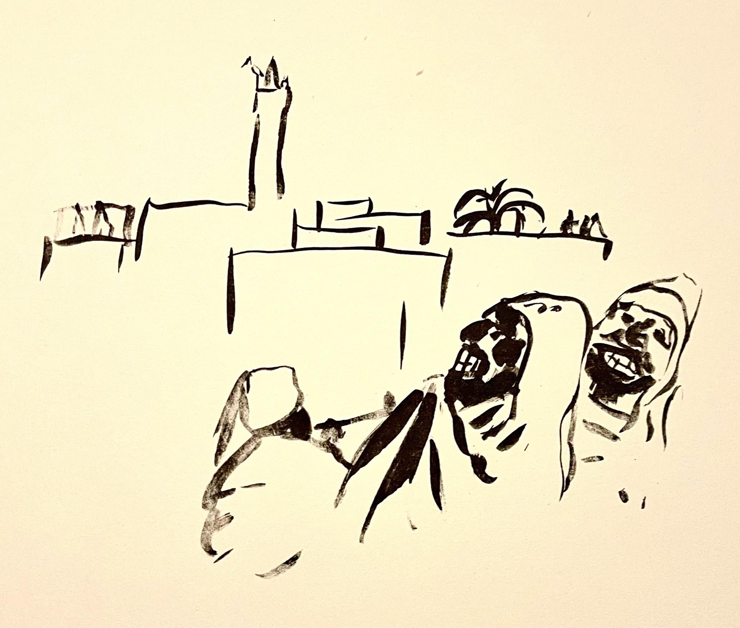 Pierre Bonnard Litografía Impresa en Mourlot Paris 1958 Mezquita Minarete, Pueblo en venta 2