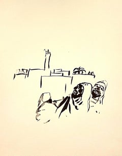 Pierre Bonnard Lithograph Printed at Mourlot Paris 1958 Mosque Minaret, Village