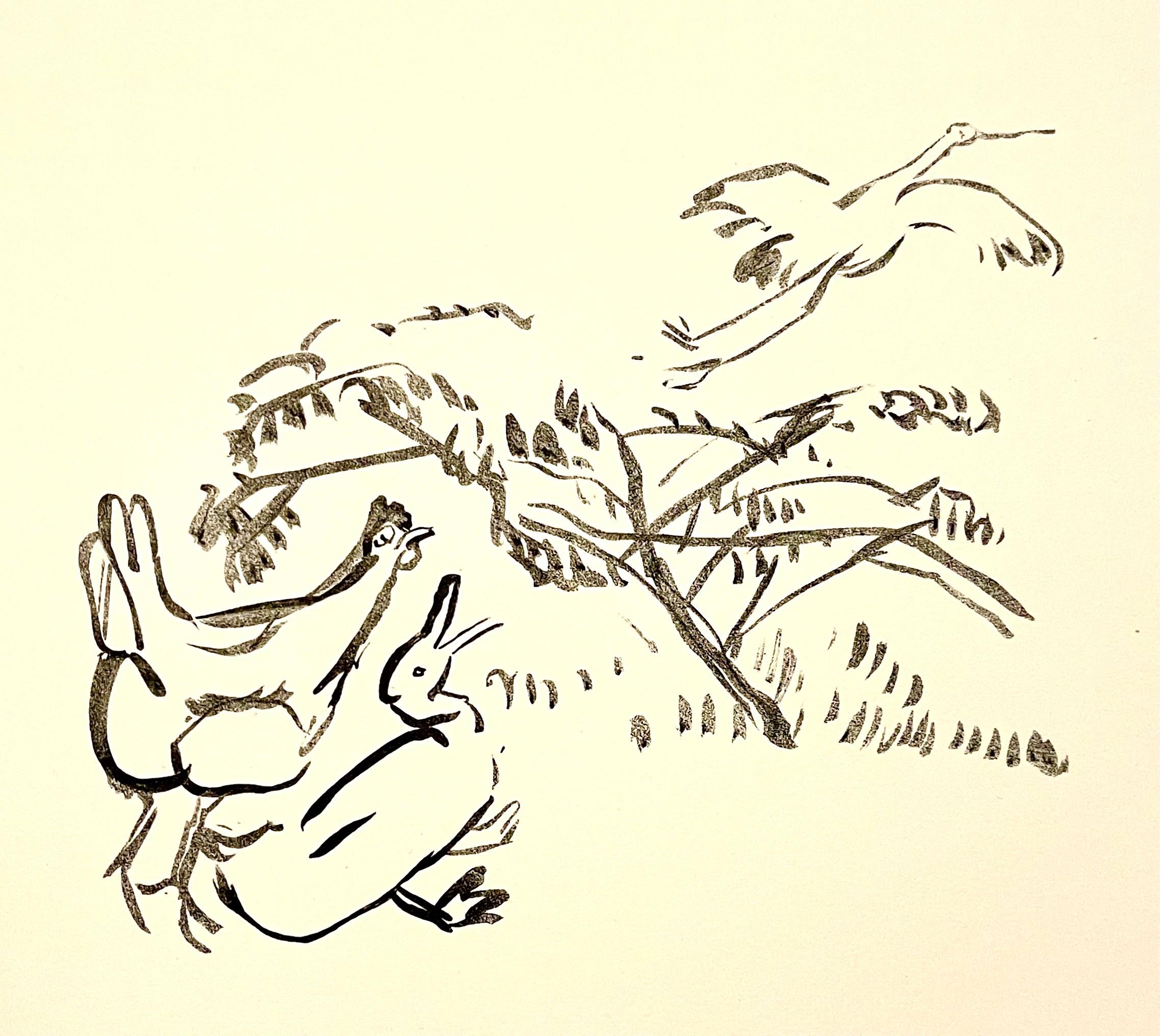 Pierre Bonnard Ltd Ed Litografia Stampata a Mourlot Paris 1958 Galline e Cigno in vendita 1