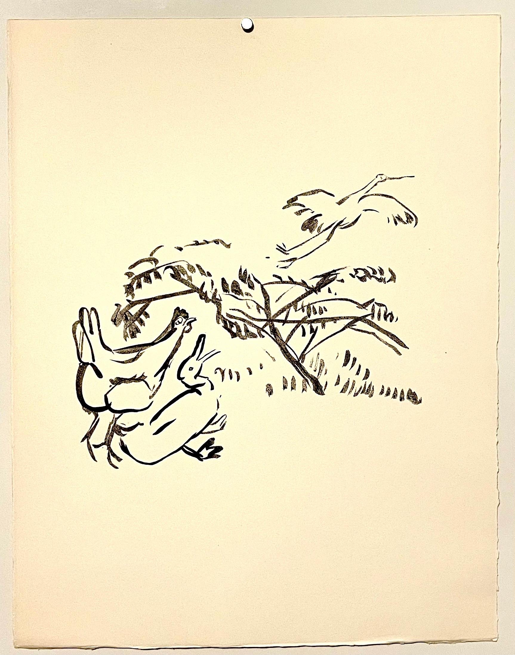 Pierre Bonnard Ltd Ed Lithographie Gedruckt bei Mourlot Paris 1958 Hühner und Schwan im Angebot 2