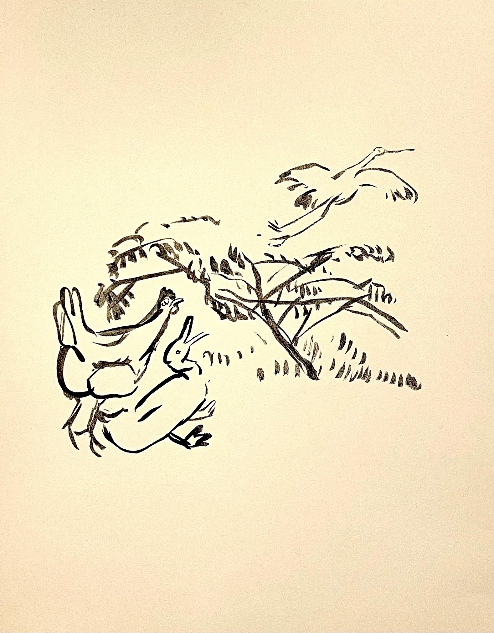 Pierre Bonnard Ltd Ed Litografía Impresa en Mourlot Paris 1958 Gallinas y Cisne