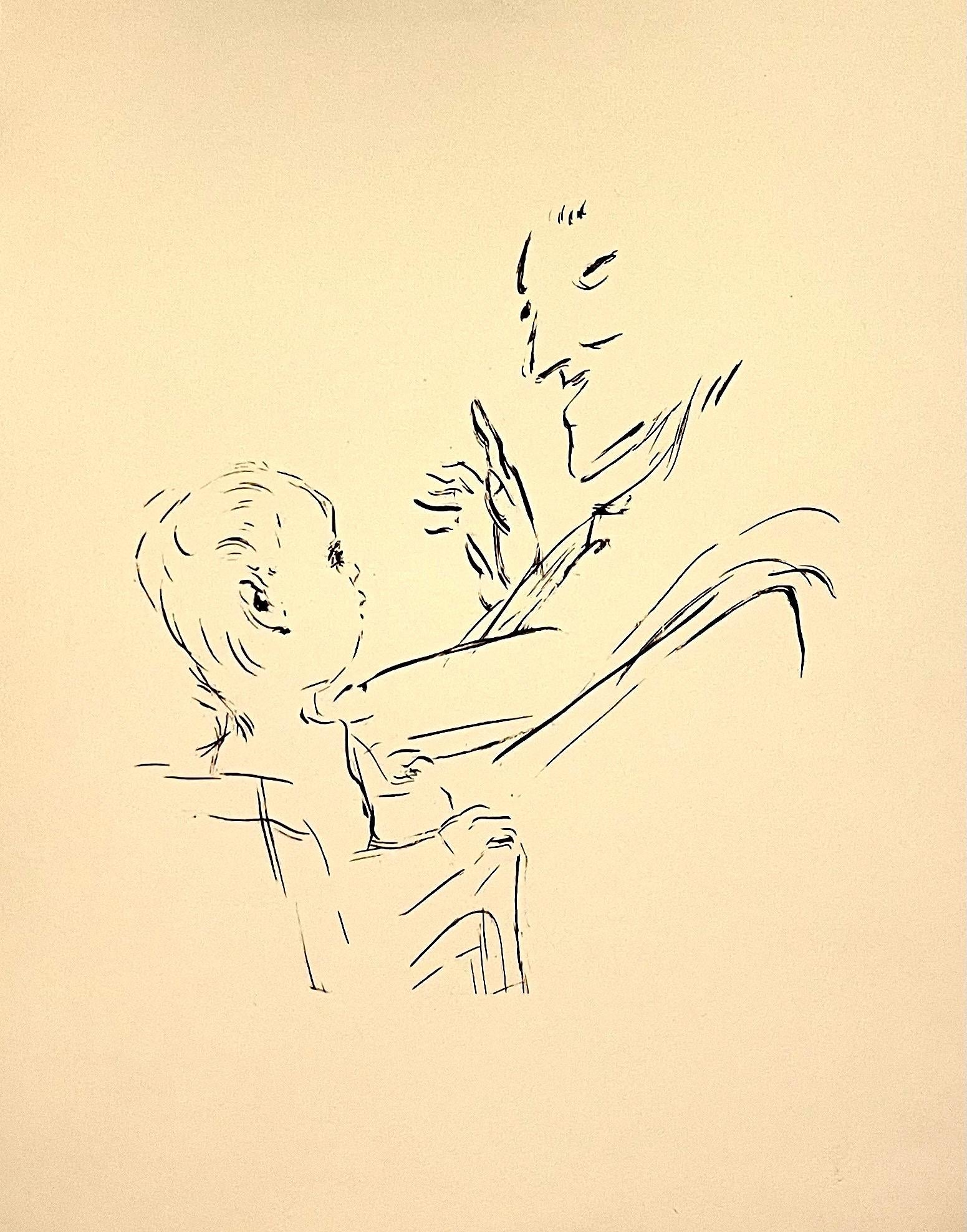 Pierre Bonnard Ltd Ed Litografía Impresa en Mourlot Paris 1958 Padre e hijo