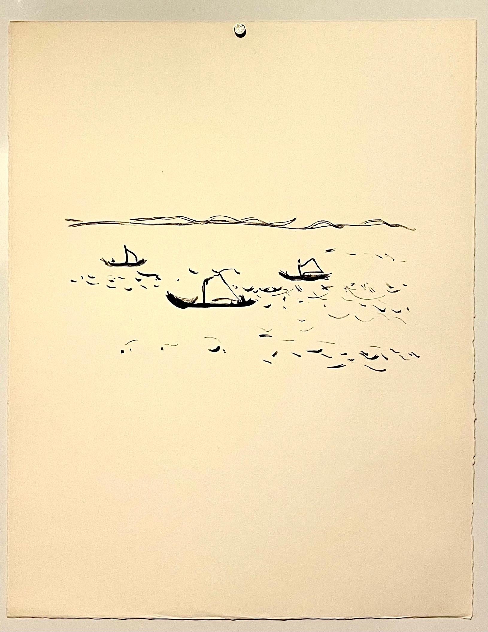 Pierre Bonnard Ltd Ed Litografia stampata a Mourlot Paris 1958 Barche a vela, Lake in vendita 2