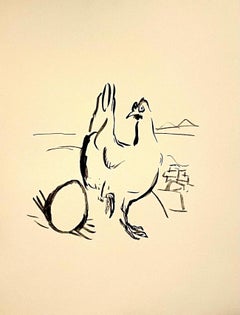 Retro Pierre Bonnard ltd edition Lithograph Printed at Mourlot Paris 1958 Chicken, Egg