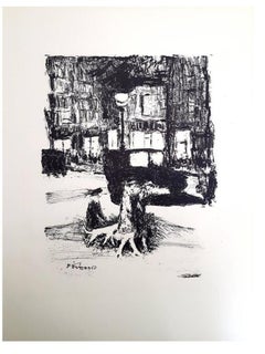 Pierre Bonnard - La calle - Aguafuerte original