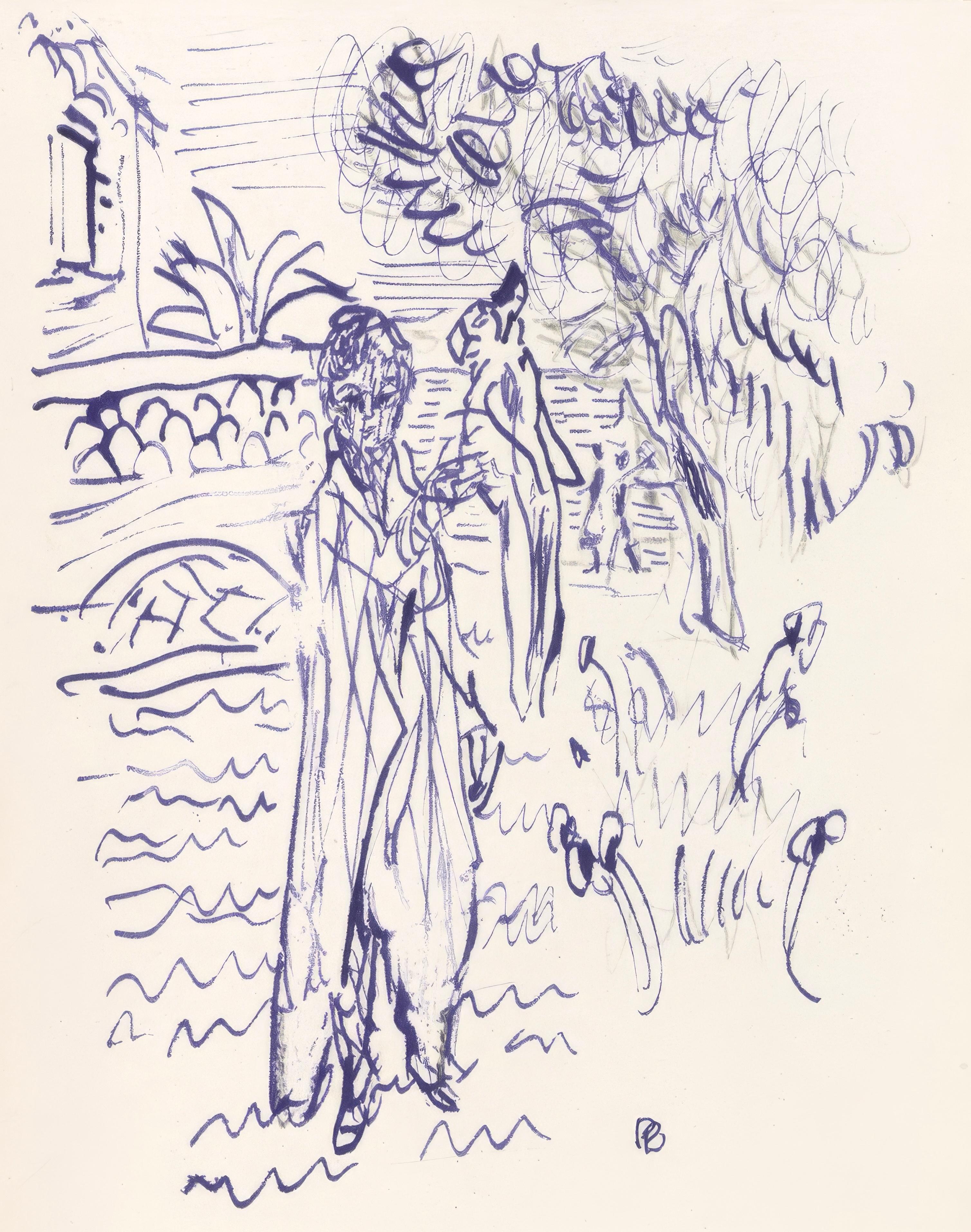 Cette exquise lithographie de Pierre Bonnard (1867-1947), intitulée Sans titre, tirée de l'album Pierre Bonnard, Correspondances, provient de l'édition de 1944 publiée par les Editions de la Revue Verve, Paris, sous la direction de Teriade, Editeur,