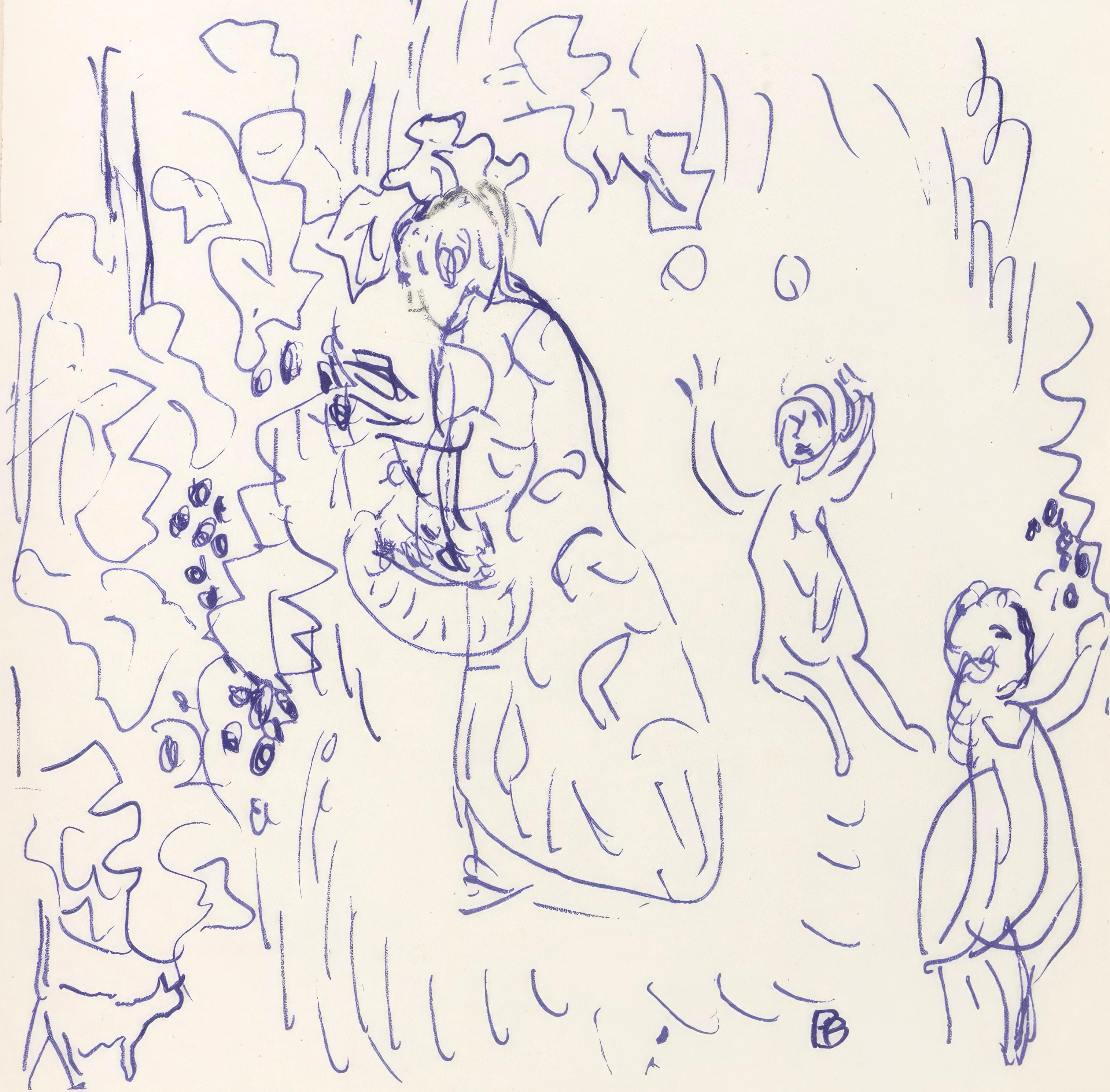 Cette exquise lithographie de Pierre Bonnard (1867-1947), intitulée Sans titre, tirée de l'album Pierre Bonnard, Correspondances, provient de l'édition de 1944 publiée par les Editions de la Revue Verve, Paris, sous la direction de Teriade, Editeur,