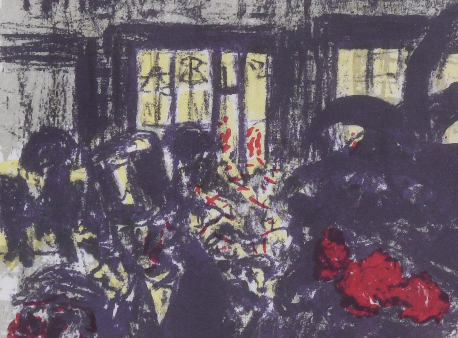 Place Le Soir (The Square at Evening) - Gray Landscape Print by Pierre Bonnard