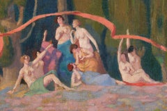 20th Century Signed Nymph Painting by Pierre Bonnerot. Oil on Canvas