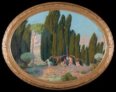 20th Century Signed Nymph Painting by Pierre Bonnerot. Oil on Canvas