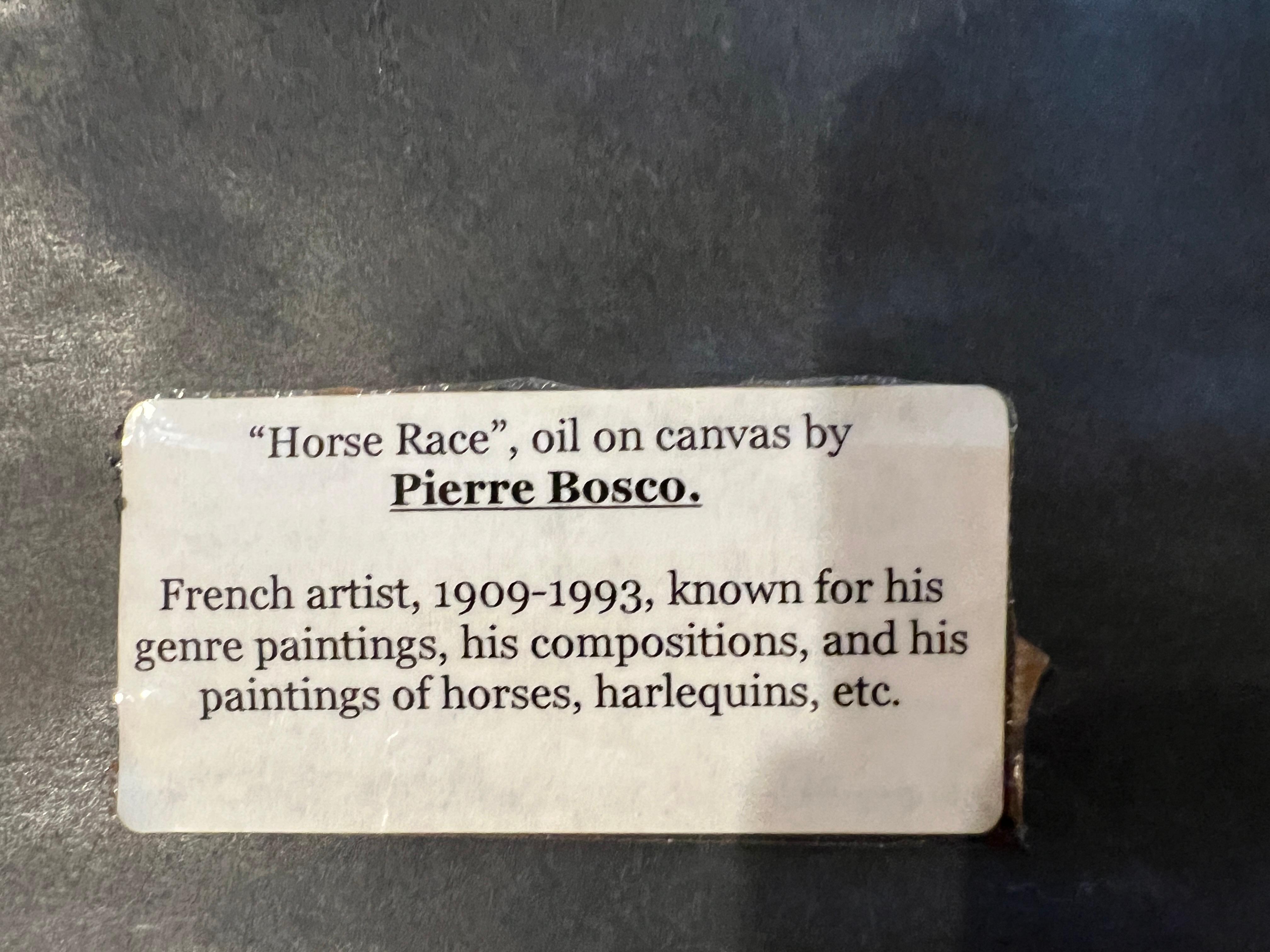Wood Pierre Bosco Horse Races, Oil Painting For Sale