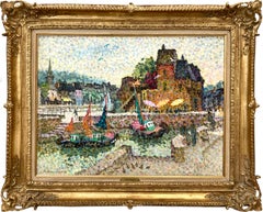 "Honfleur La Lieutenance" Pointillistic Marine Landscape Oil Painting on Canvas