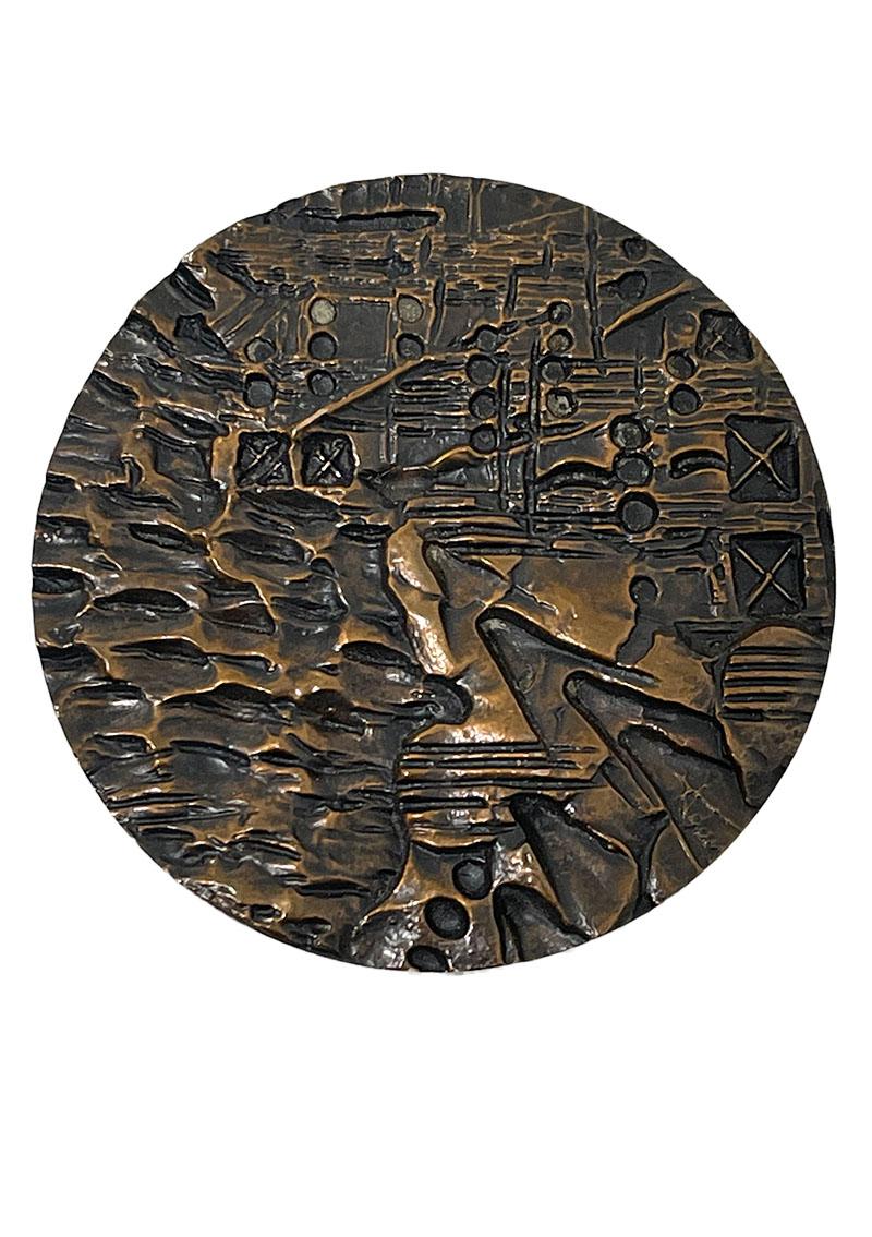 PIERRE BOULEZ, Bronze relief medallion by H.G. Adam, 1967

Obverse: Portrait of the French composer. Reverse: signed by Henri Georges Adam (right below) Musical themes Pierre Boulez. Dated in the edge with 1967, bronze

French composer Pierre Boulez