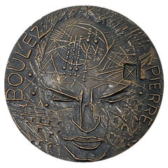 PIERRE BOULEZ, médaillon en bronze en relief de H.G. Adam, 1967