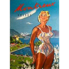 1959 Original poster by Pierre Brenot for Montreux Switzerland