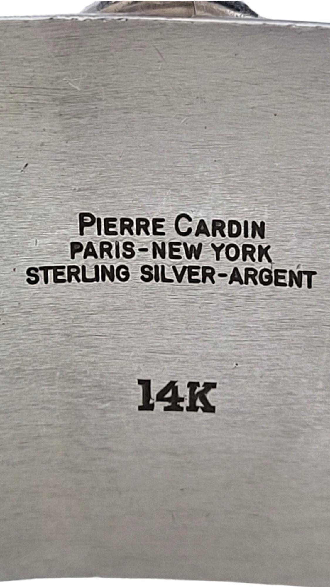 Women's Pierre Cardin 14K Yellow Gold Sterling Silver Modernist Cuff Bracelet #17482
