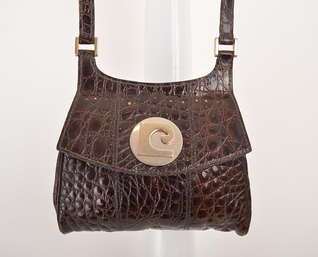 Pierre Cardin 1960'S Brown Crocodile Skin Pouch Pochette Shoulder Bag For Sale 5