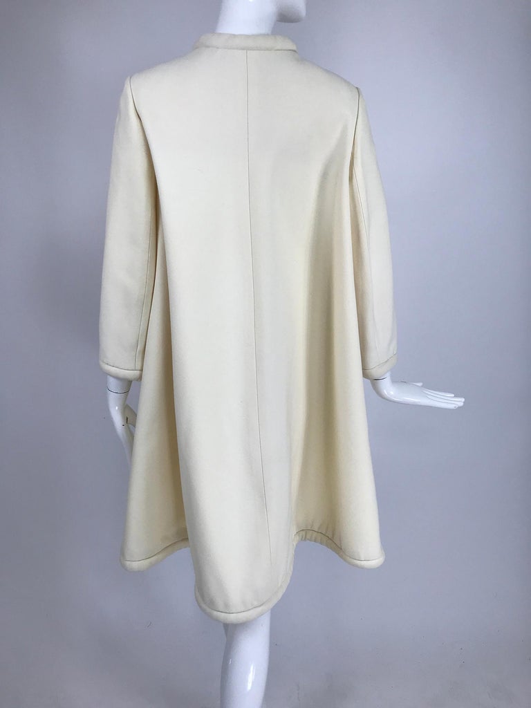 Pierre Cardin 1960s Off White Wool Coat with Metal Toggle Clasps Circle ...