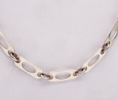 Pierre Cardin 1970 Paris Geometric Long Necklace Chain In .925 Sterling Silver