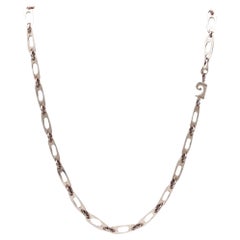 Vintage Pierre Cardin 1970 Paris Geometric Long Necklace Chain In .925 Sterling Silver