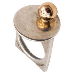 Geometrischer runder Ring aus 14 Karat Gold und Sterling von Pierre Cardin, Paris, 1970