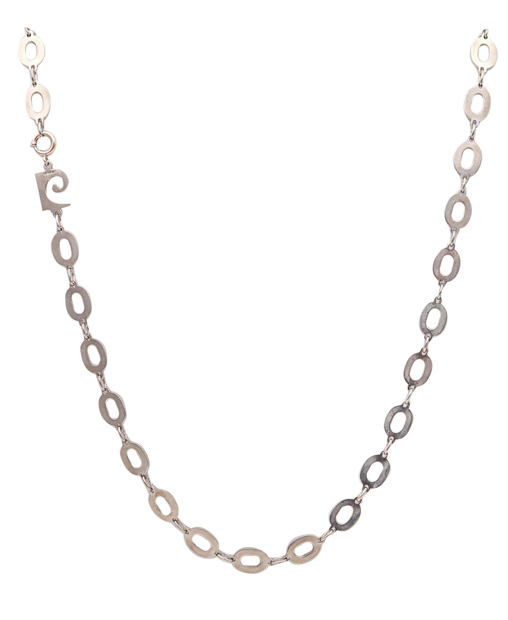 PIERRE CARDIN Paris Modernist Long collier Sautoir en argent sterling .925, 1970