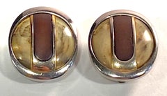 Pierre Cardin 1970s Abstract Buttom Earrings