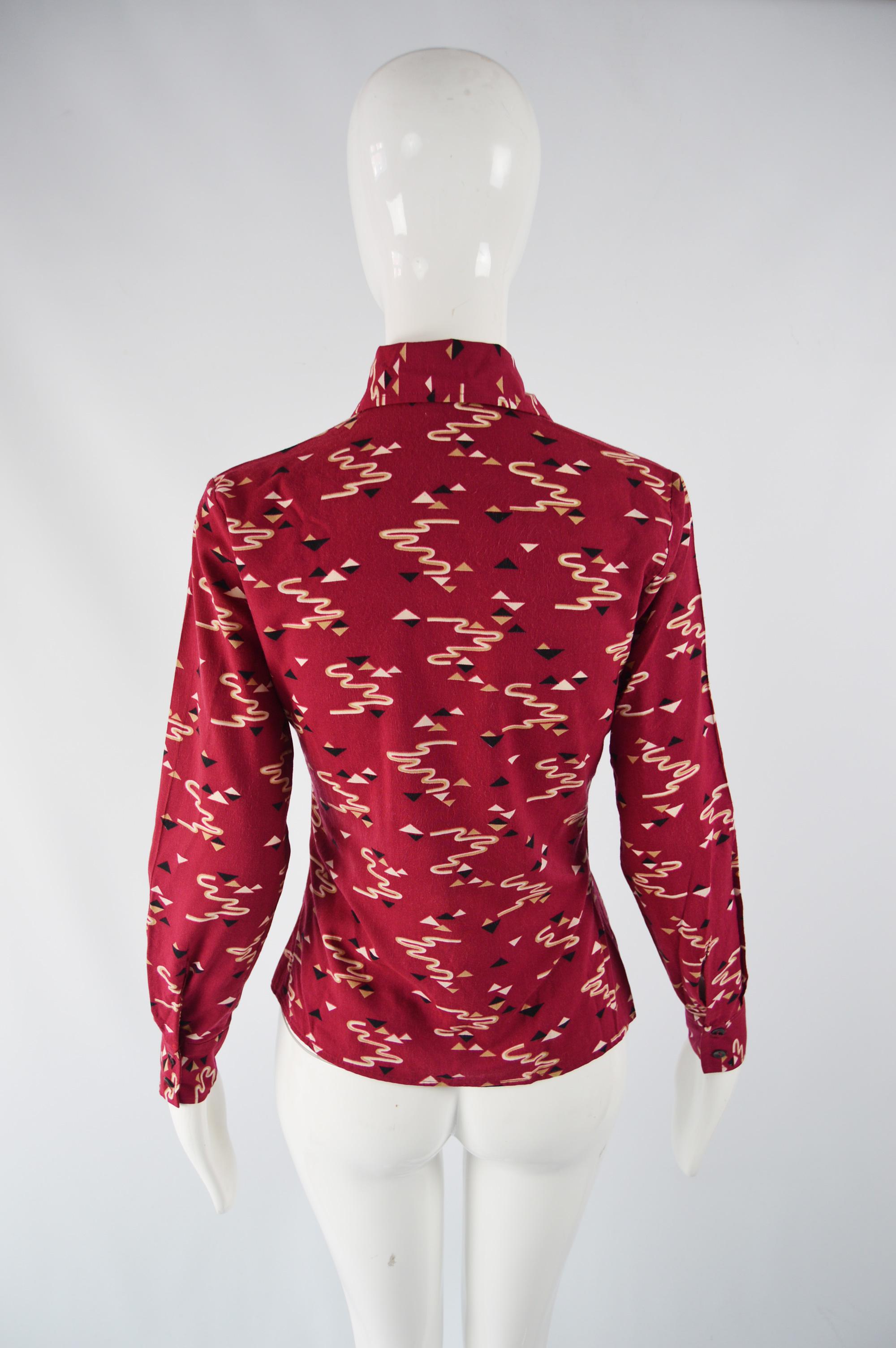 Pierre Cardin 1970s Vintage Red Blouse In Excellent Condition For Sale In Doncaster, South Yorkshire