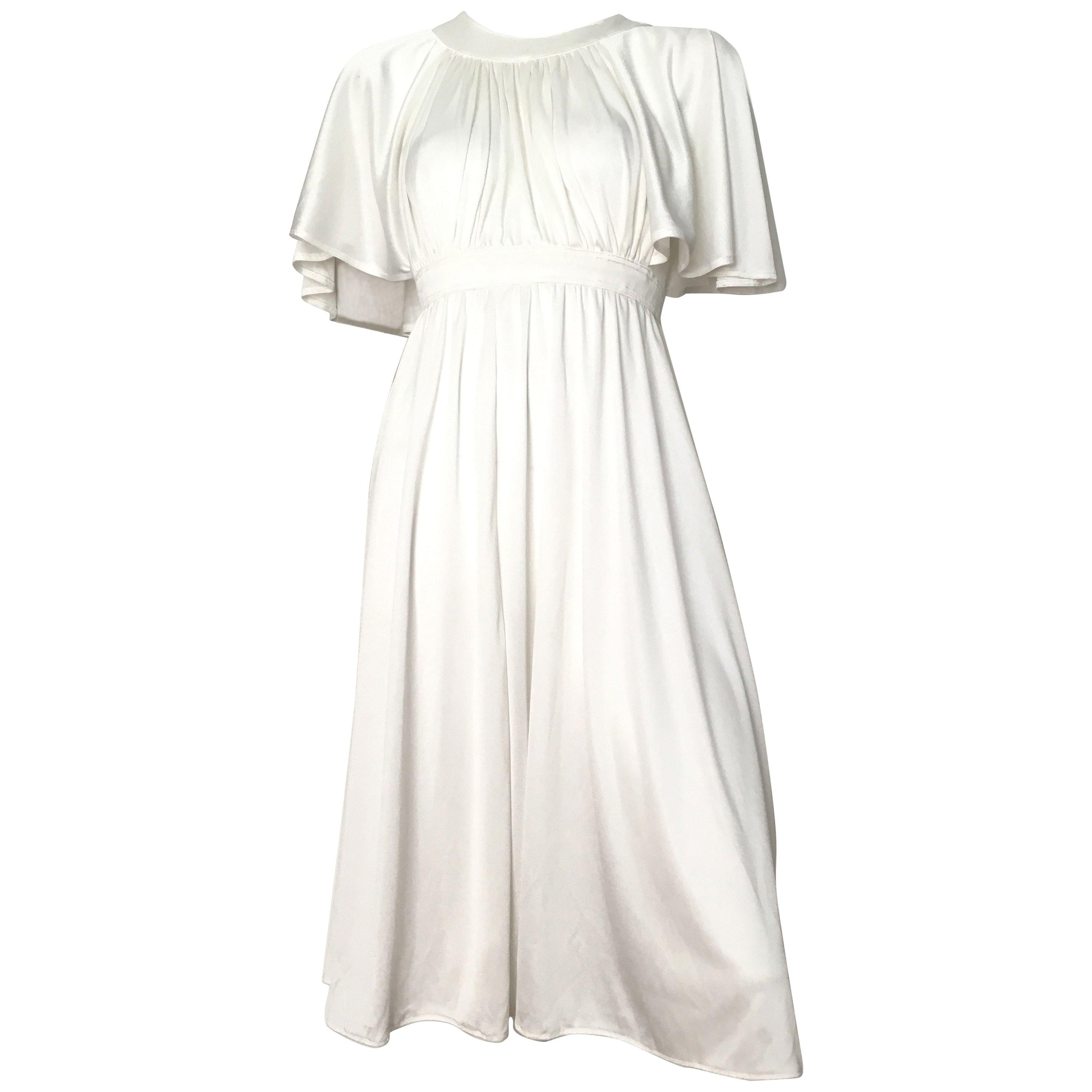 Pierre Cardin 1970s White Jersey Dress with Pockets Size 4. For Sale