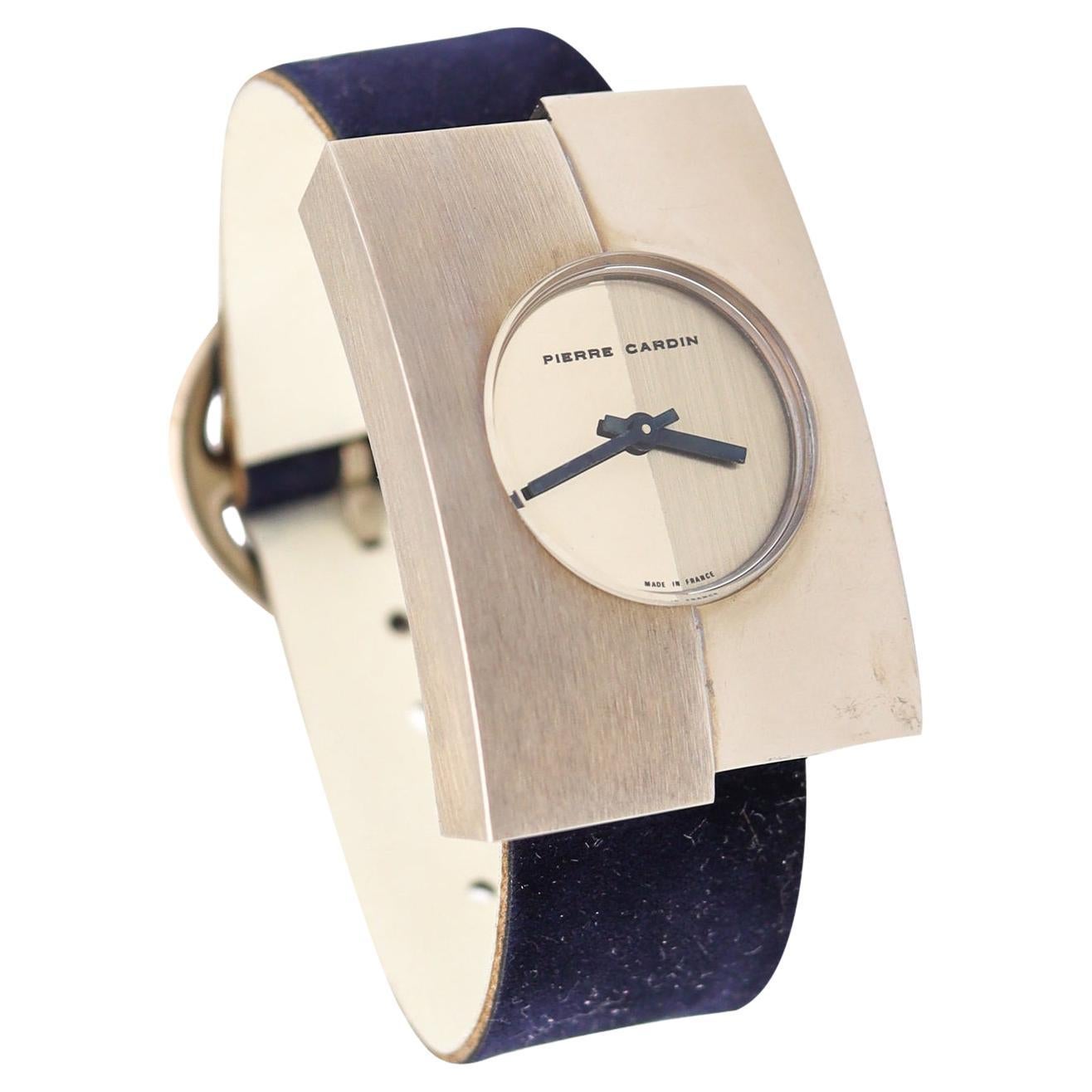 Pierre Cardin 1971 by Jaeger LeCoultre PC 115 Op-Art Wrist Watch in Stainless For Sale