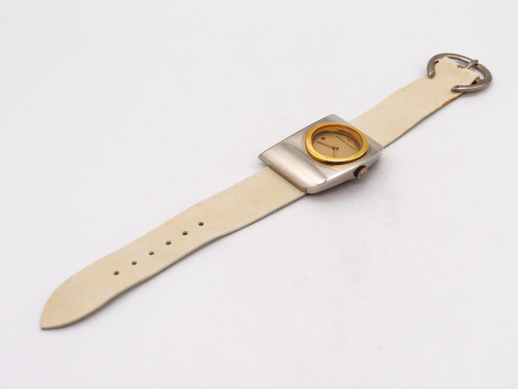 Moderniste Pierre Cardin 1971 par Jaeger LeCoultre PC-117 Montre-bracelet rétro en acier inoxydable  en vente