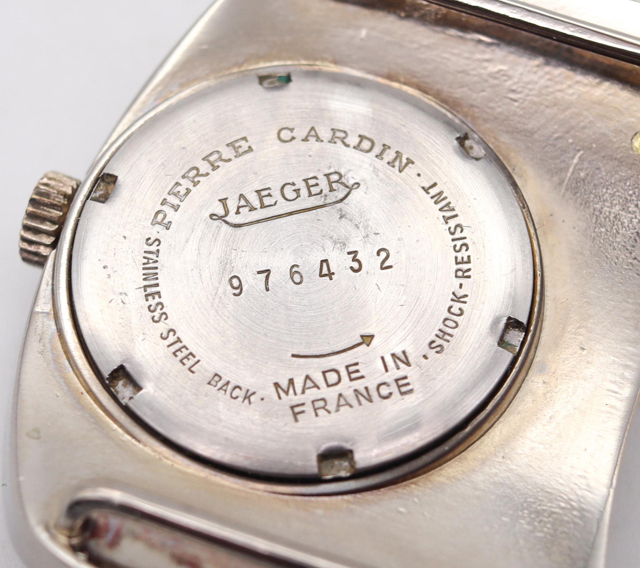 Mixed Cut Pierre Cardin 1971 by Jaeger Lecoultre Pc-117 Retro Wrist Watch in Stainless For Sale