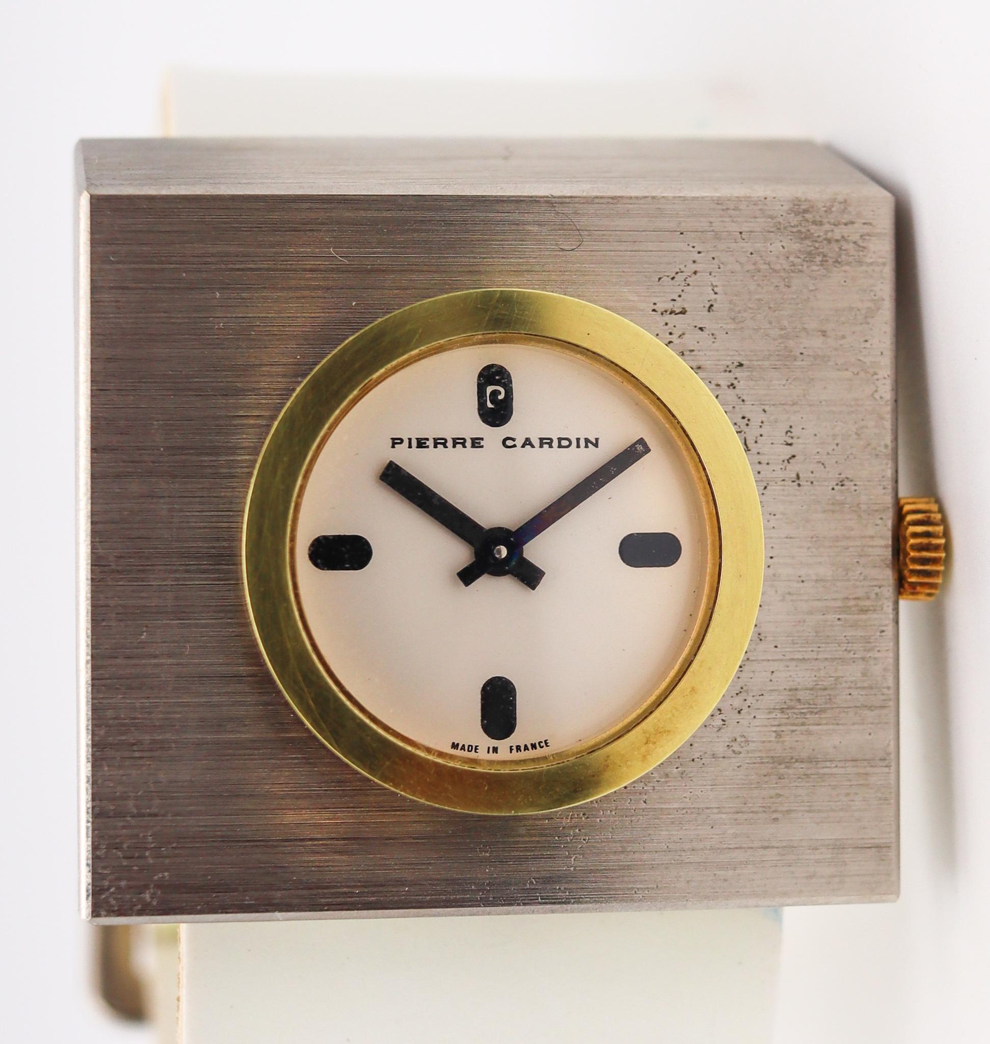 Jaeger LeCoultre wrist watch designed by Pierre Cardin.

Fabulous retro wrist watch, designed in France by Pierre Cardin, back in the 1971. This rare watch is the model PC110 and was crafted with an asymmetric shape. in very limited editions by