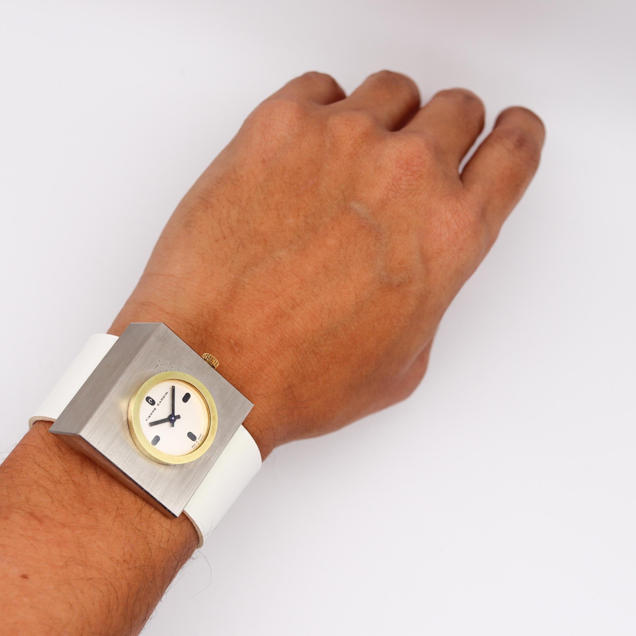 Pierre Cardin 1971 by Jaeger Lecoultre Retro Wrist Watch in Stainless & Gold In Excellent Condition In Miami, FL