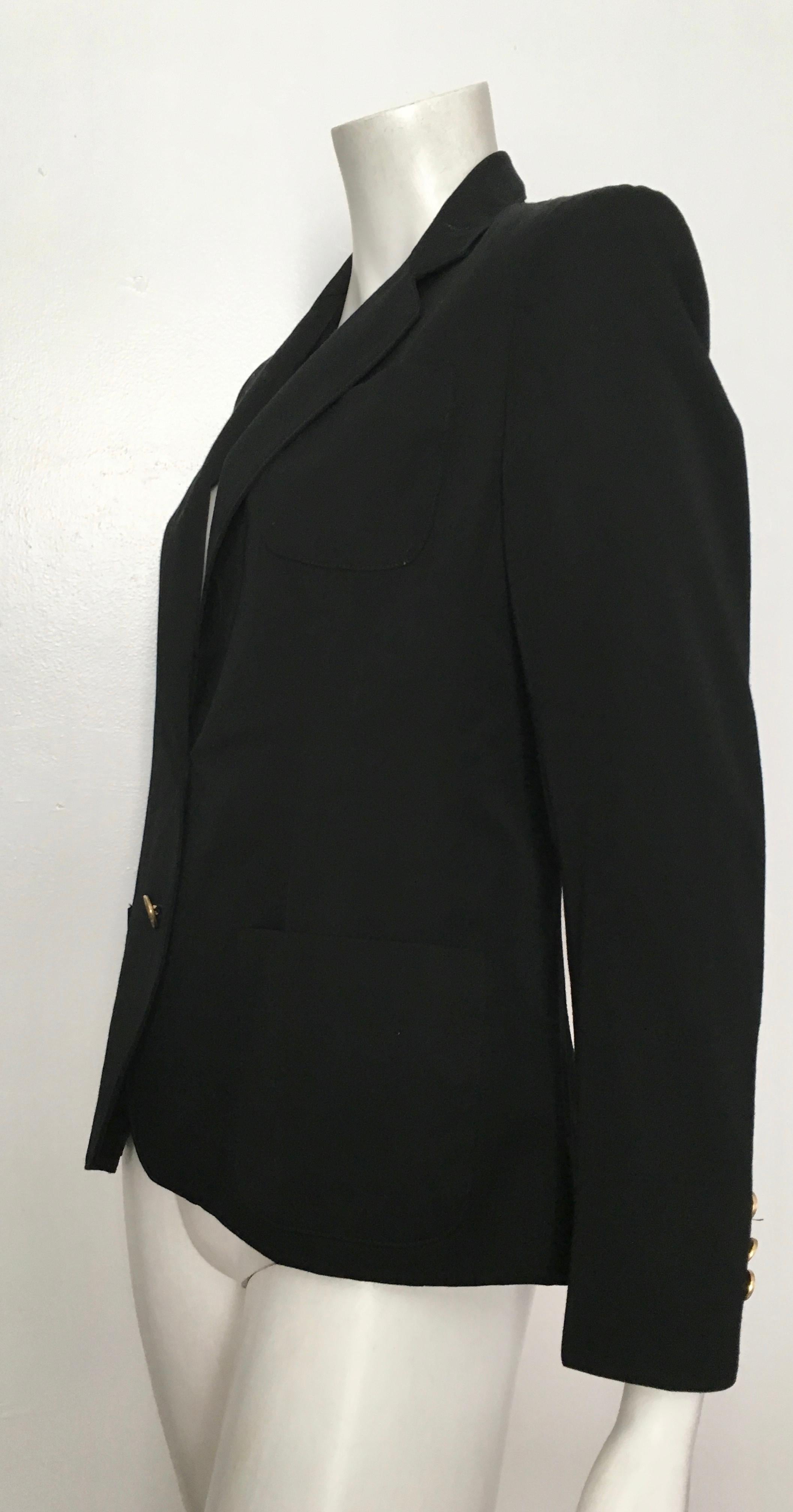 Pierre Cardin 1980s Black Wool Jacket Size 6. For Sale 6