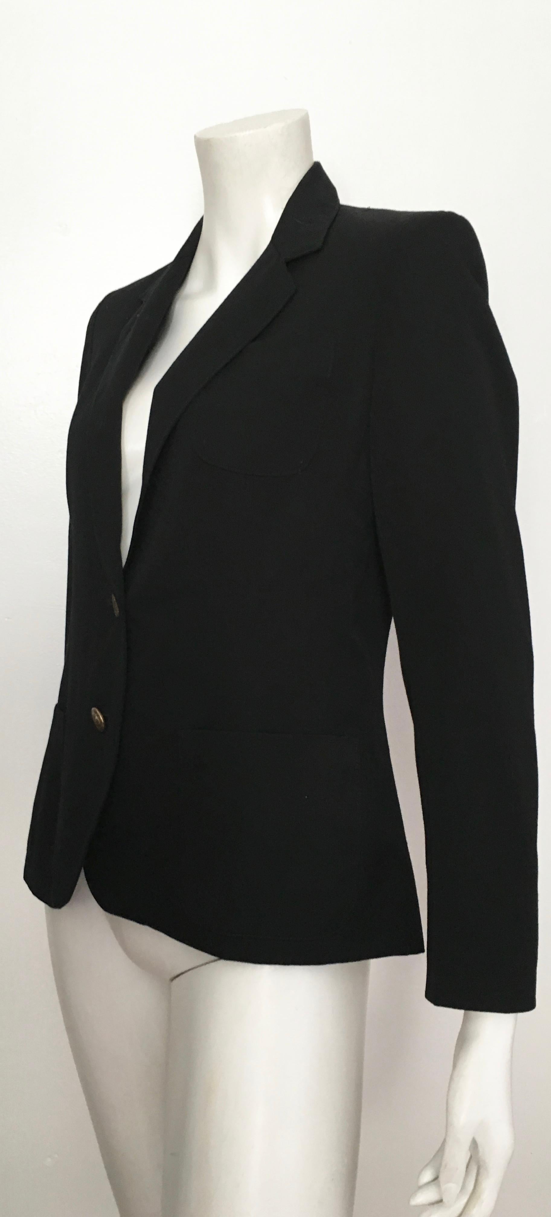 Pierre Cardin 1980s Black Wool Jacket Size 6. For Sale 7