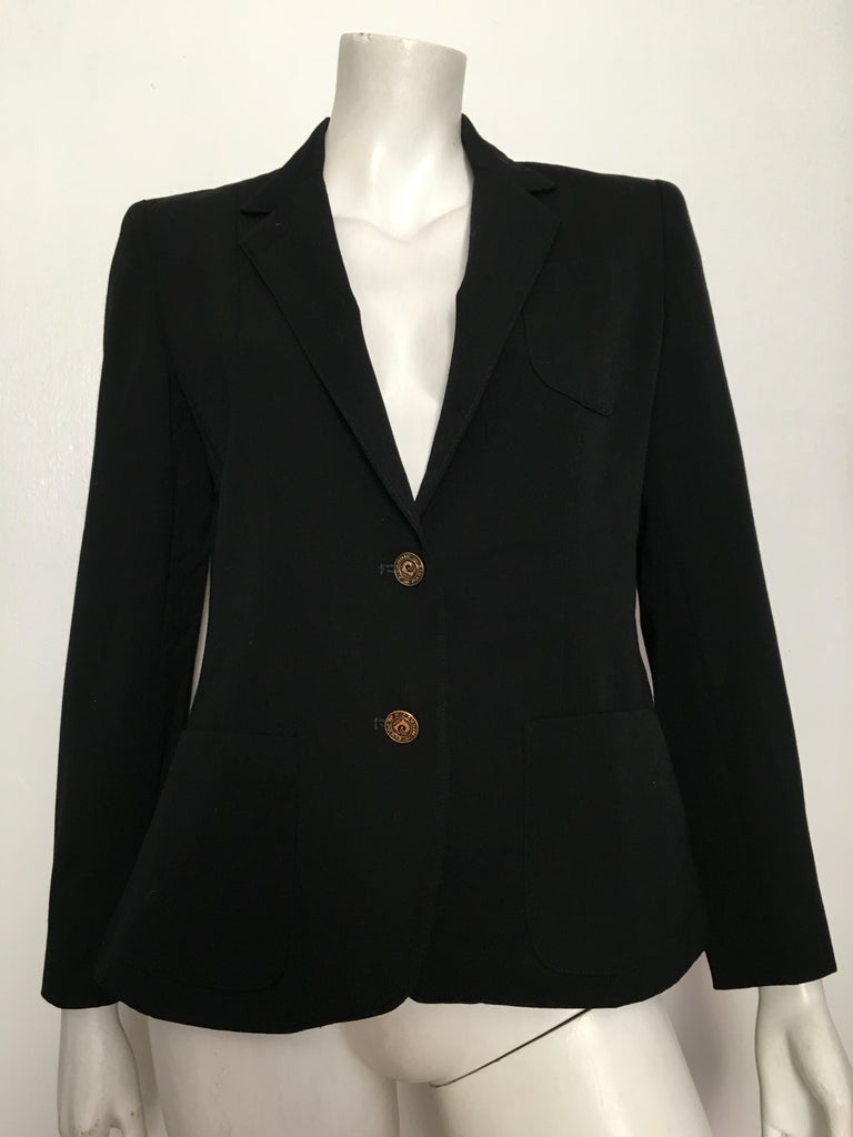 Pierre Cardin 1980s Black Wool Jacket Size 6. For Sale at 1stDibs