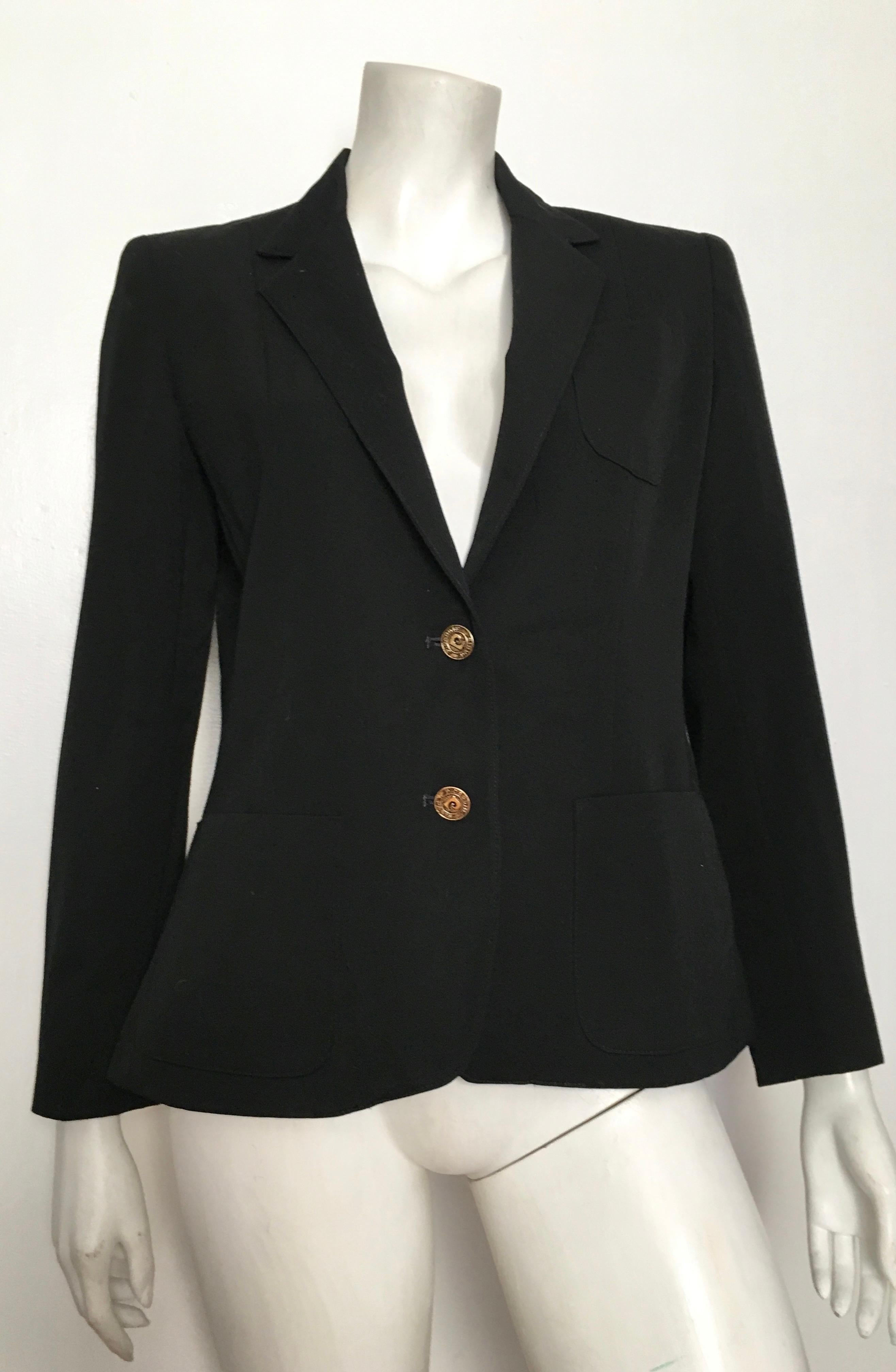 Women's or Men's Pierre Cardin 1980s Black Wool Jacket Size 6. For Sale