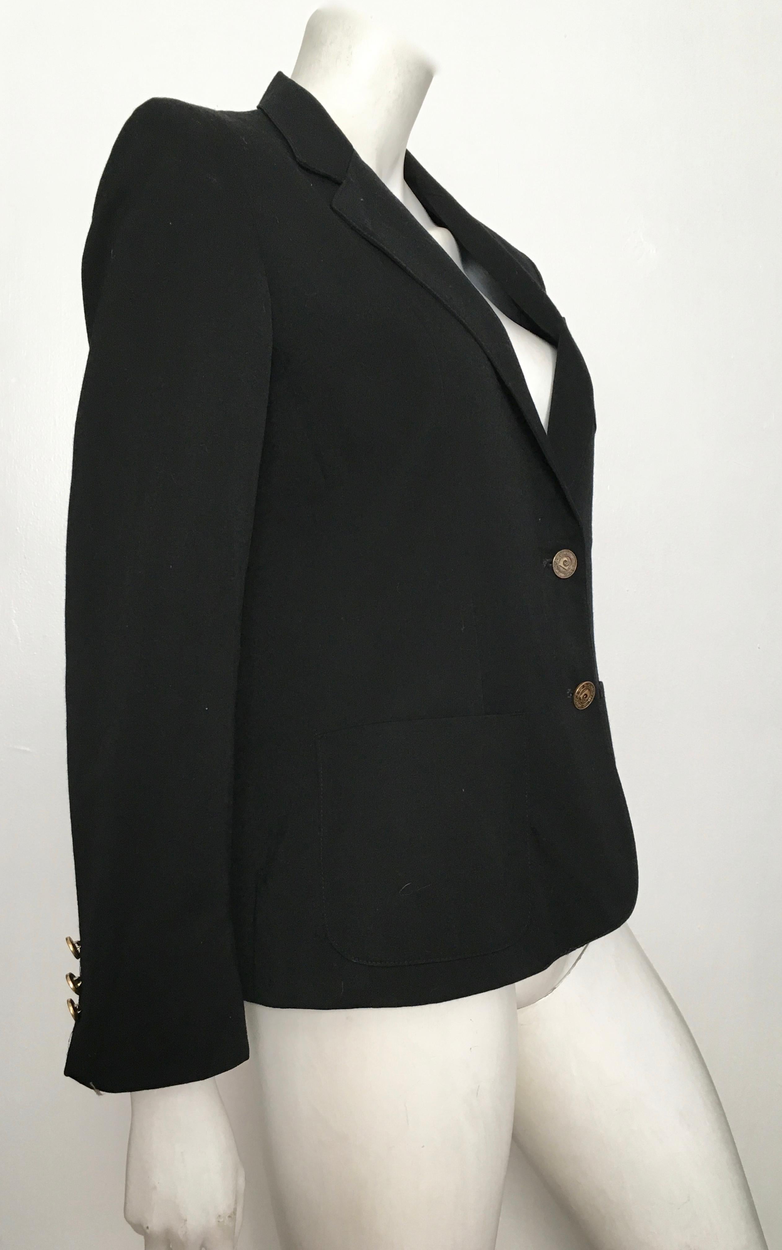 Pierre Cardin 1980s Black Wool Jacket Size 6. For Sale 1