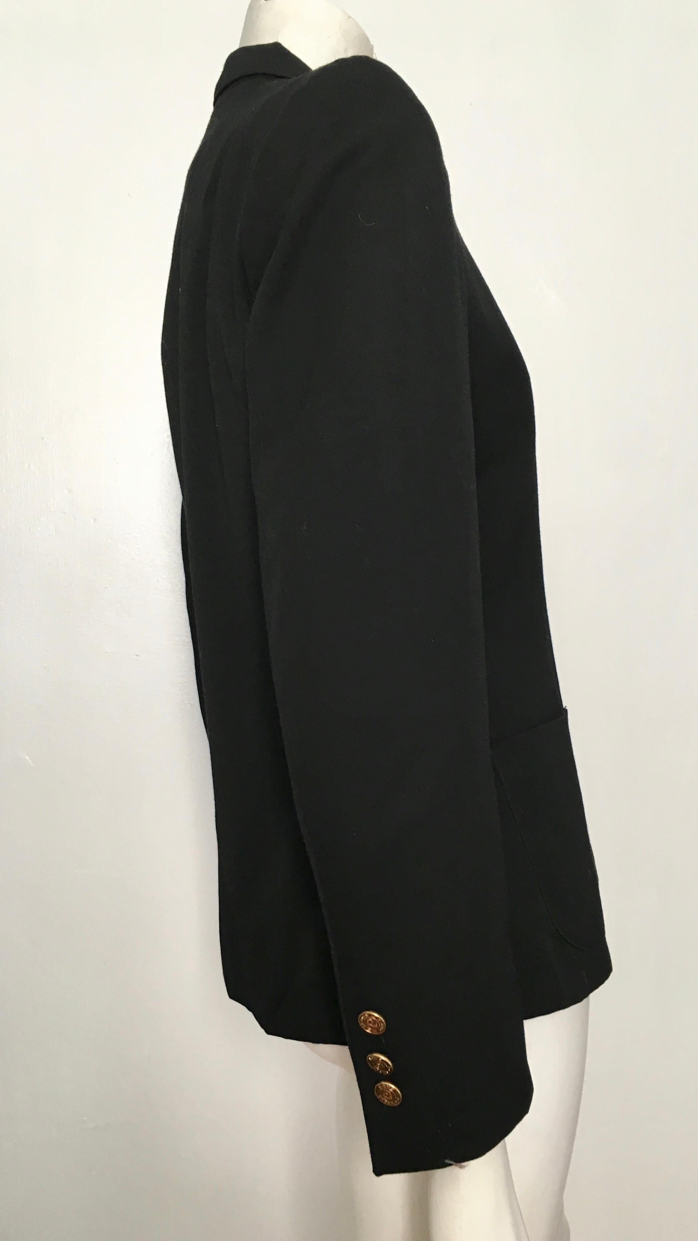 Pierre Cardin 1980s Black Wool Jacket Size 6. For Sale 2