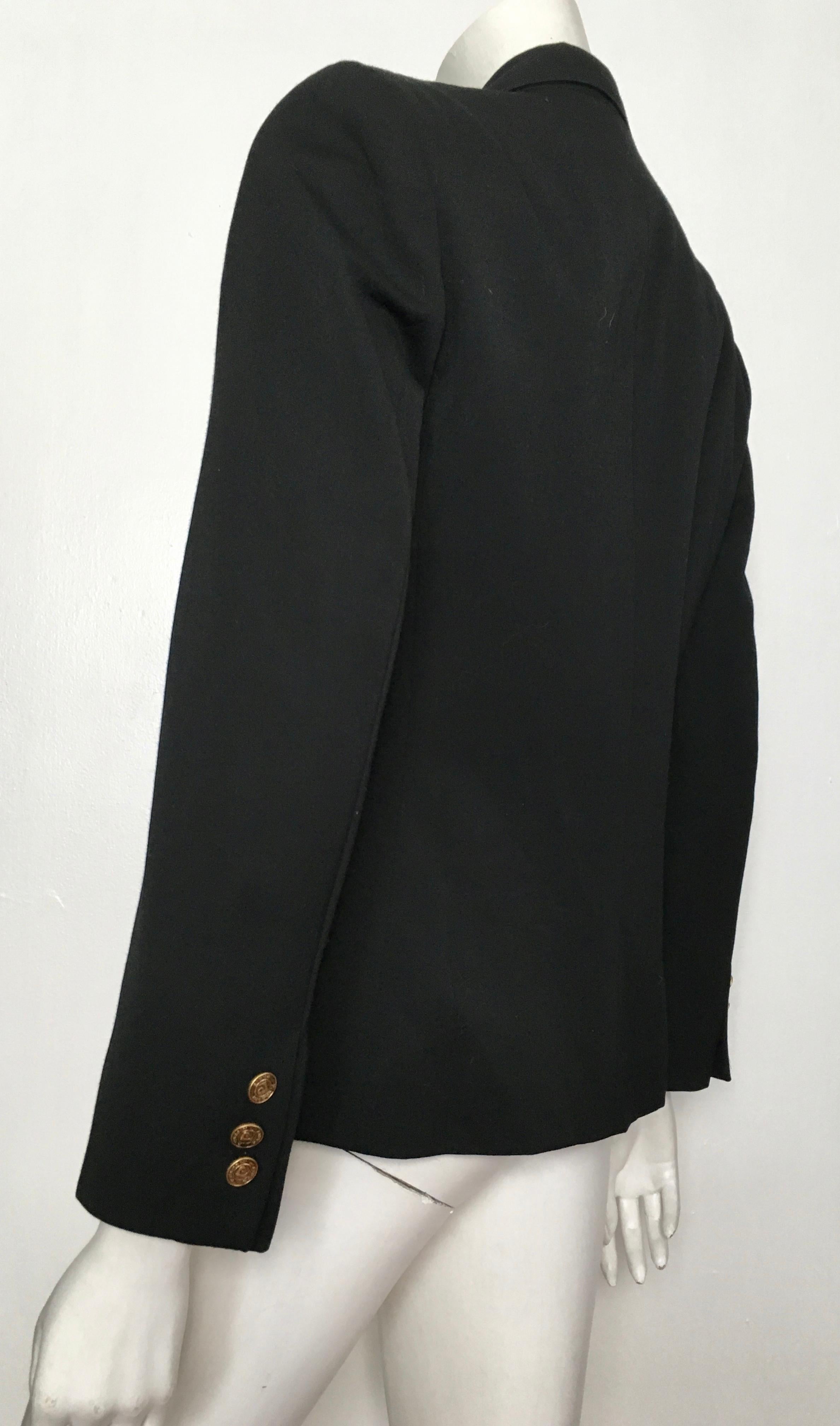 Pierre Cardin 1980s Black Wool Jacket Size 6. For Sale 5