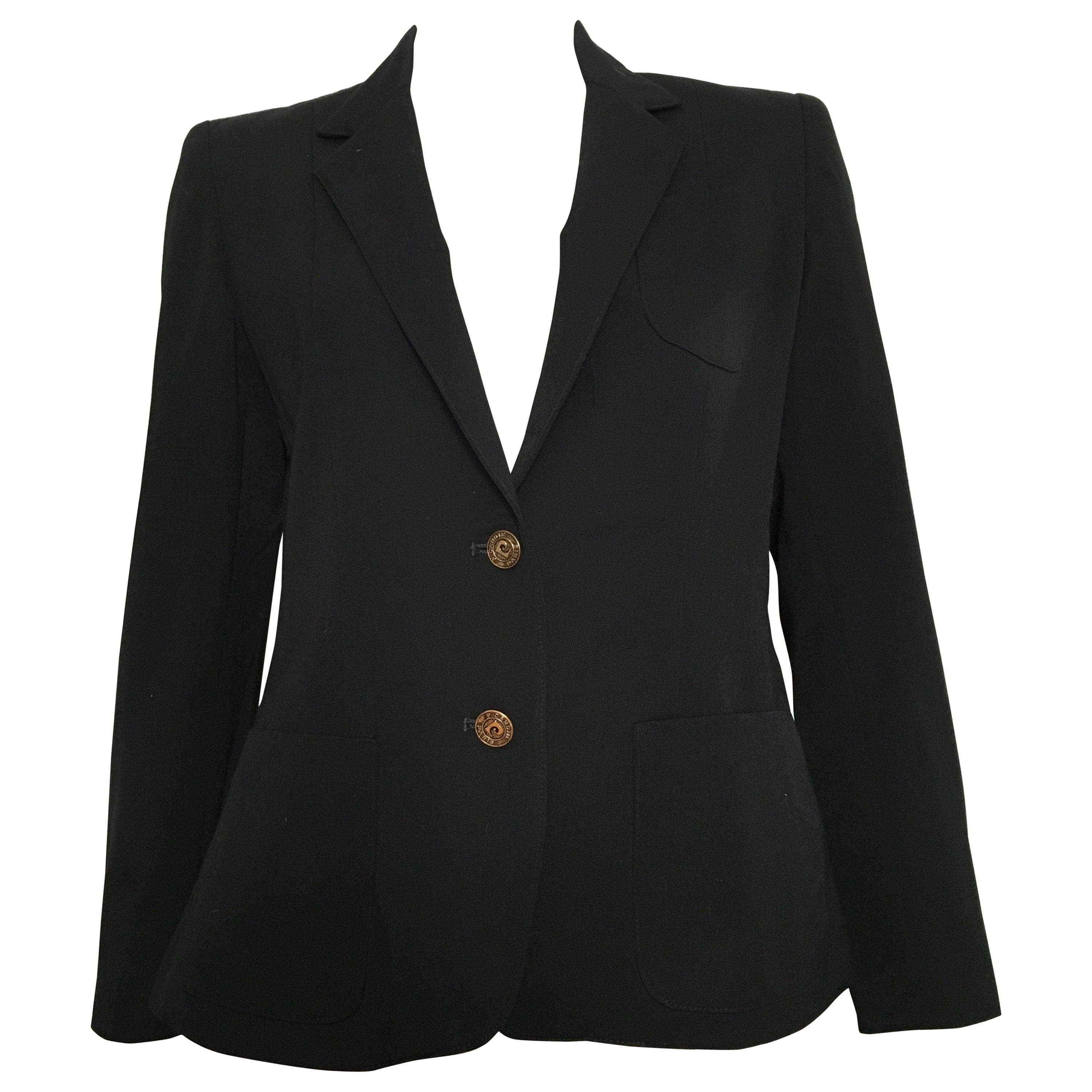 Pierre Cardin 1980s Black Wool Jacket Size 6. For Sale