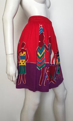 Pierre Cardin 1980s Cotton Wrap Skirt African Print Size Small. Made in Italy.