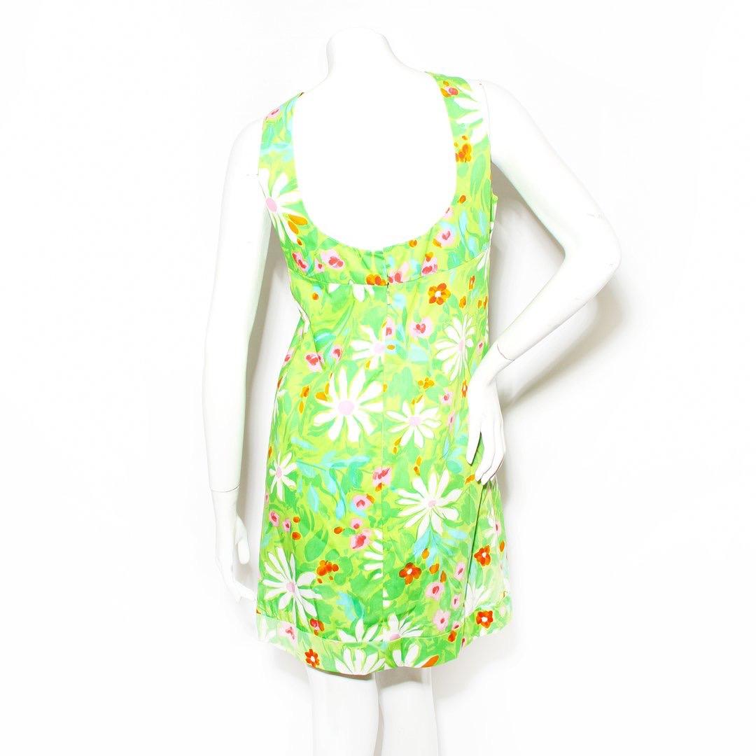Green Pierre Cardin A-Line Floral Dress Circa 1960’s