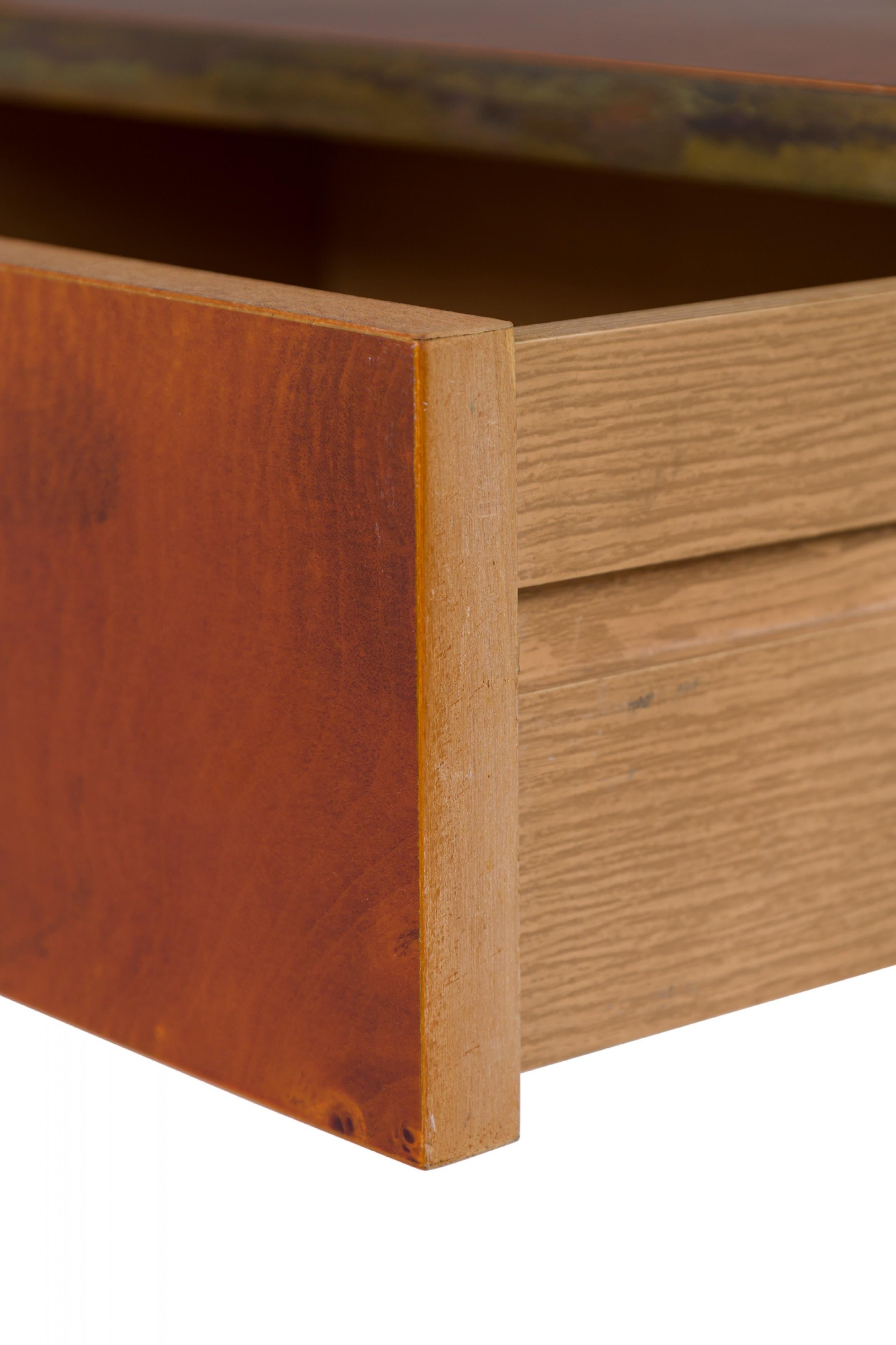Pierre Cardin American Modern Burled Walnut, Chrome & Brass Console Table 7