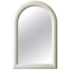 Pierre Cardin Attributed Arched Wall Mirror Newly Lacquered Wood in Off-White