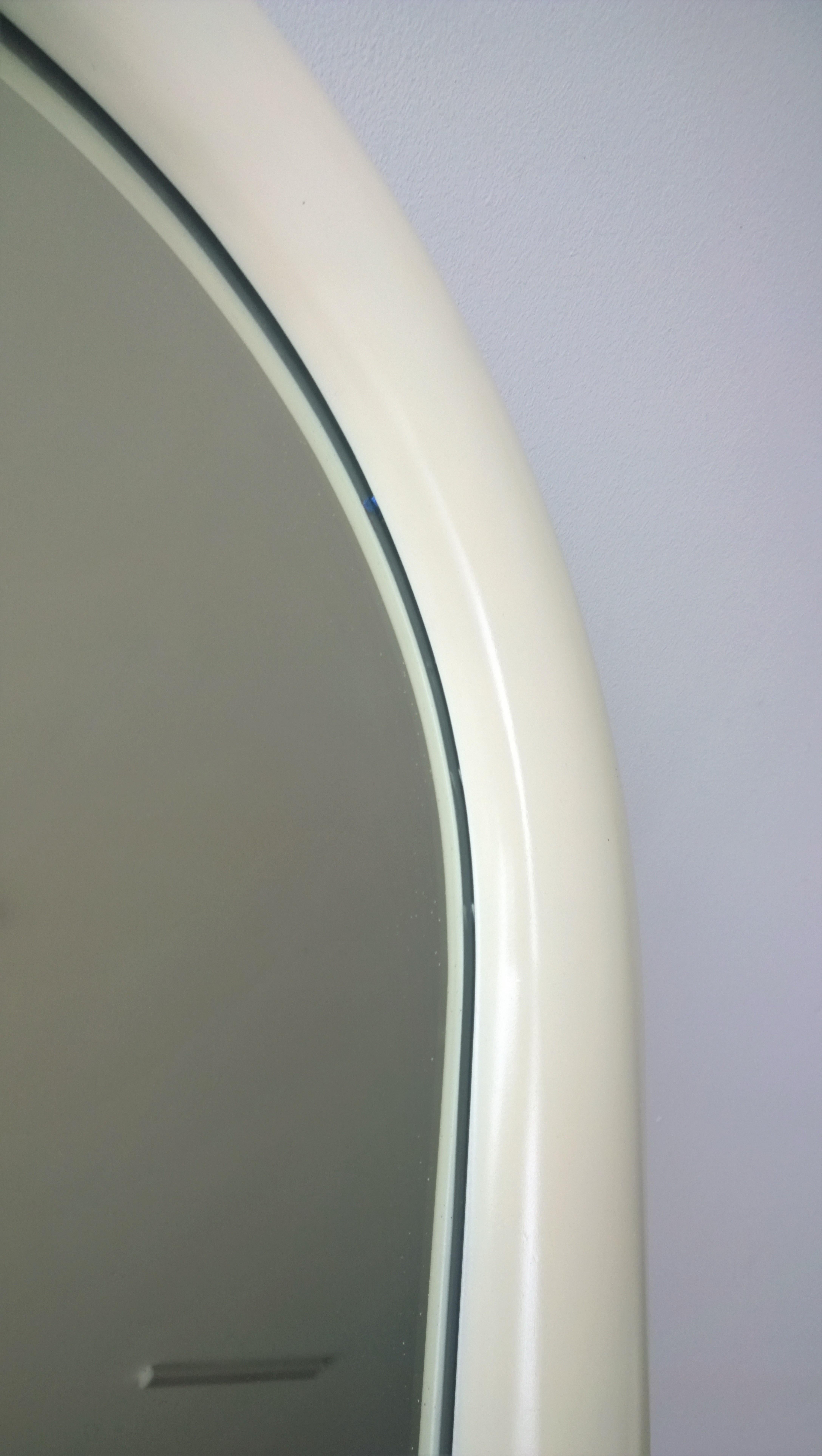 20th Century Pierre Cardin Attributed Arched Wall Mirror Newly Lacquered Wood in Off-White For Sale