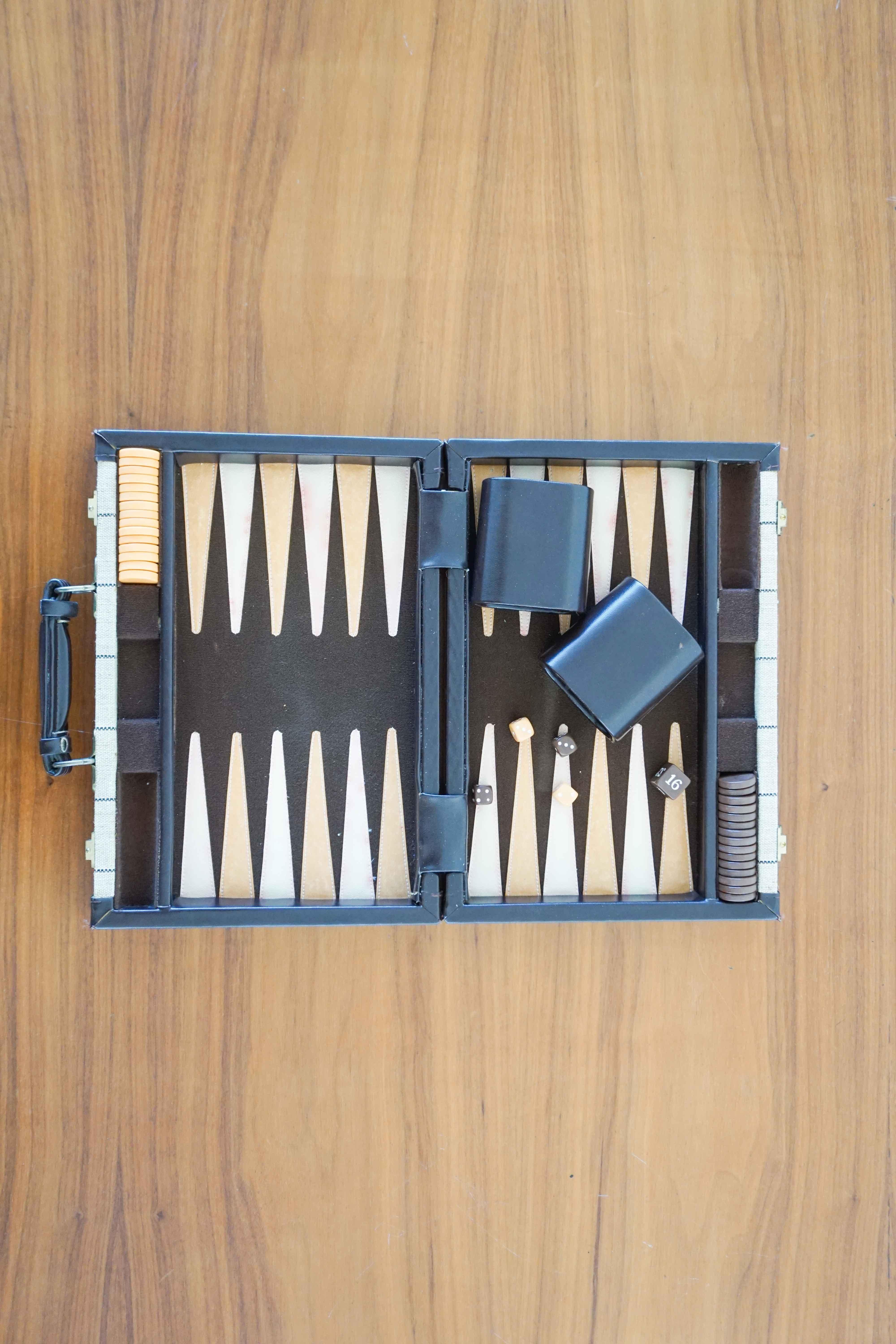 Original Pierre Cardin backgammon set in a logo briefcase 
All original pieces and Pierre Cardin tag included.