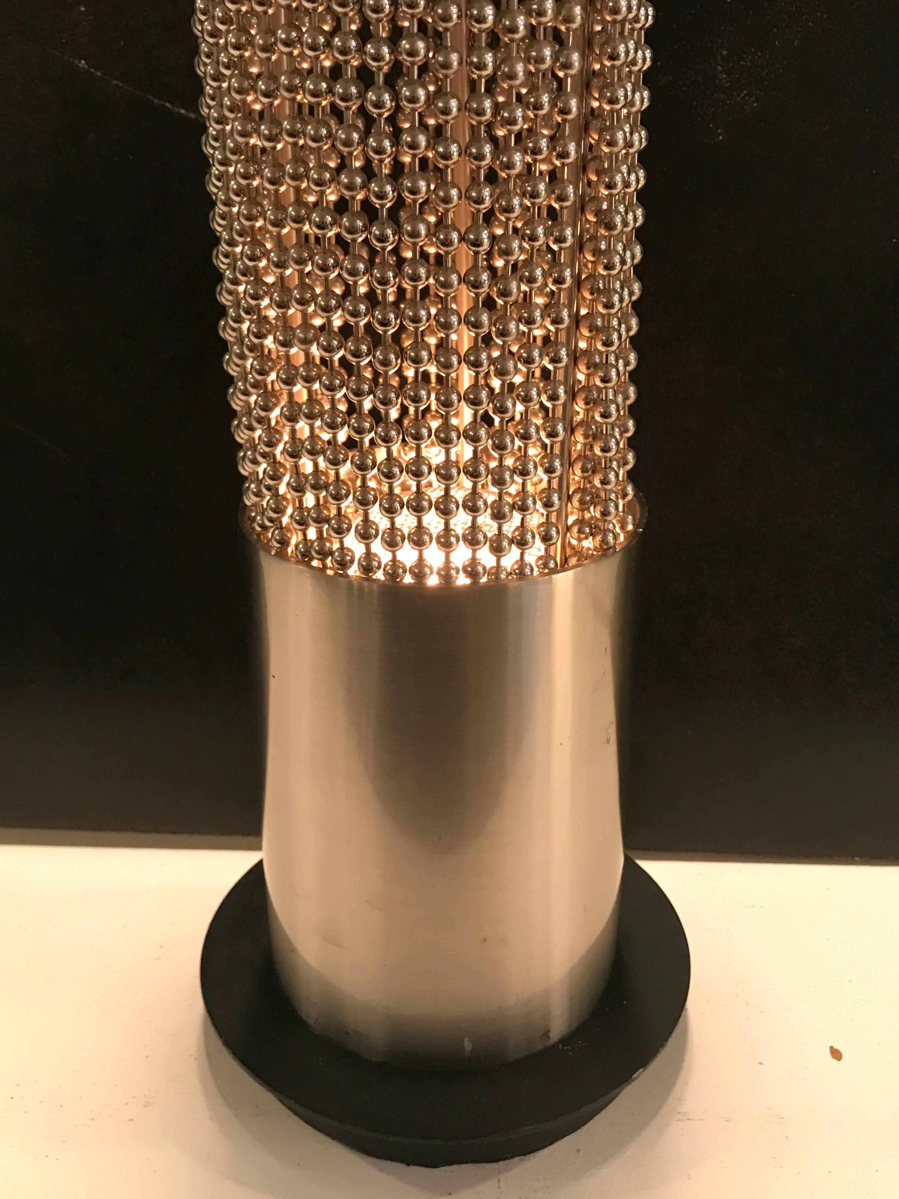 Pierre Cardin Beaded Chain Pedestal Table Lamp In Excellent Condition In West Palm Beach, FL